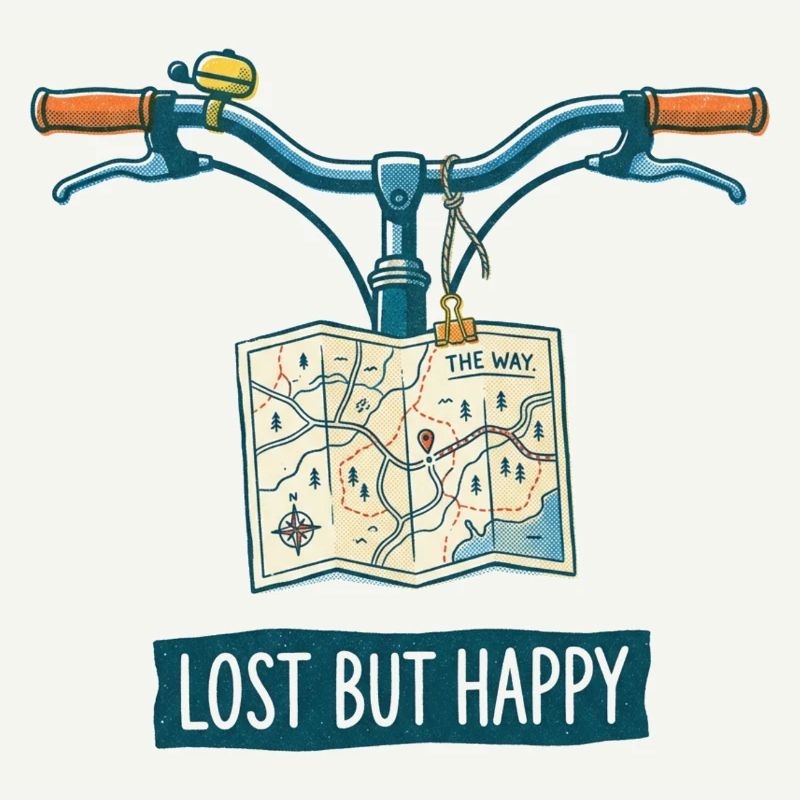 Art de vélo Risograph perdu mais heureux