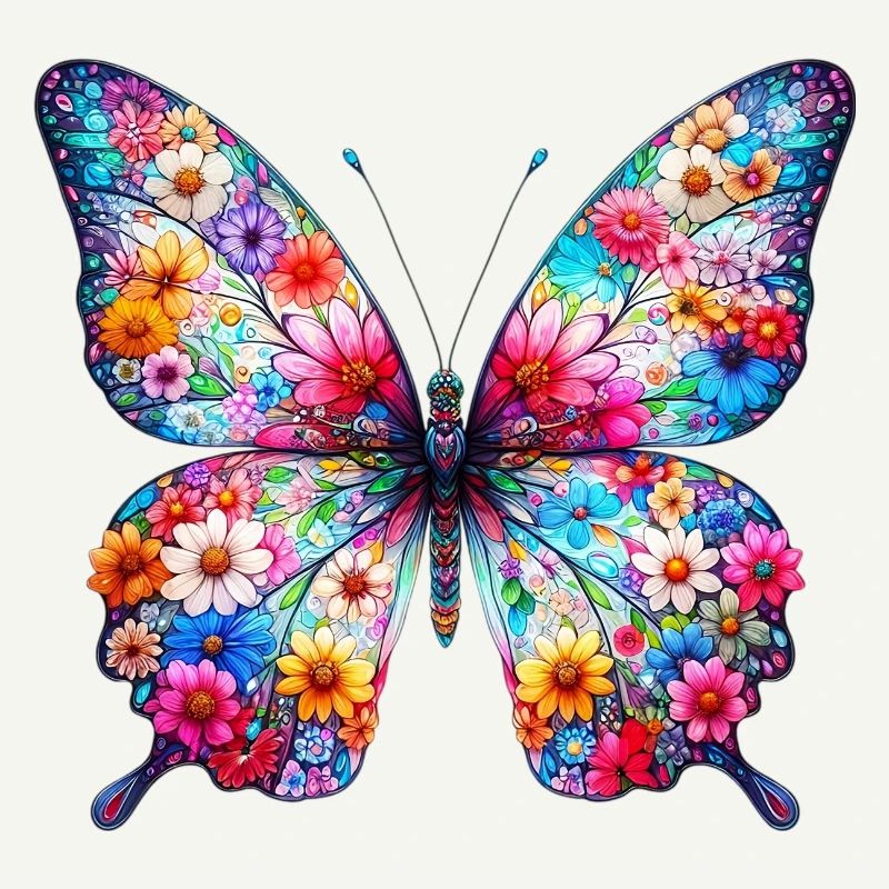 Papillon décoré de fleurs