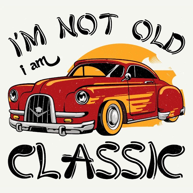 Roter Oldtimer mit Sunset Design
