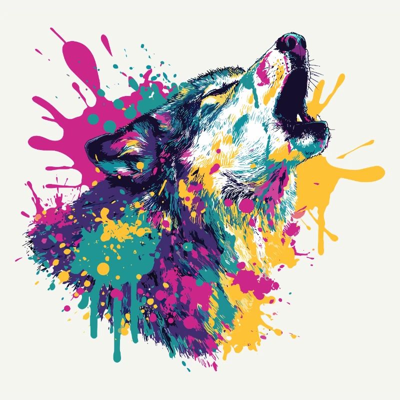 Loup dans le style explosion de couleurs