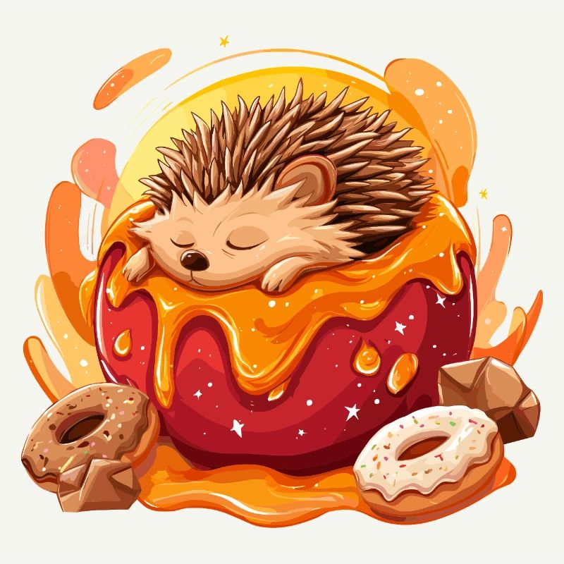 Cuddly hedgehog in a donut
