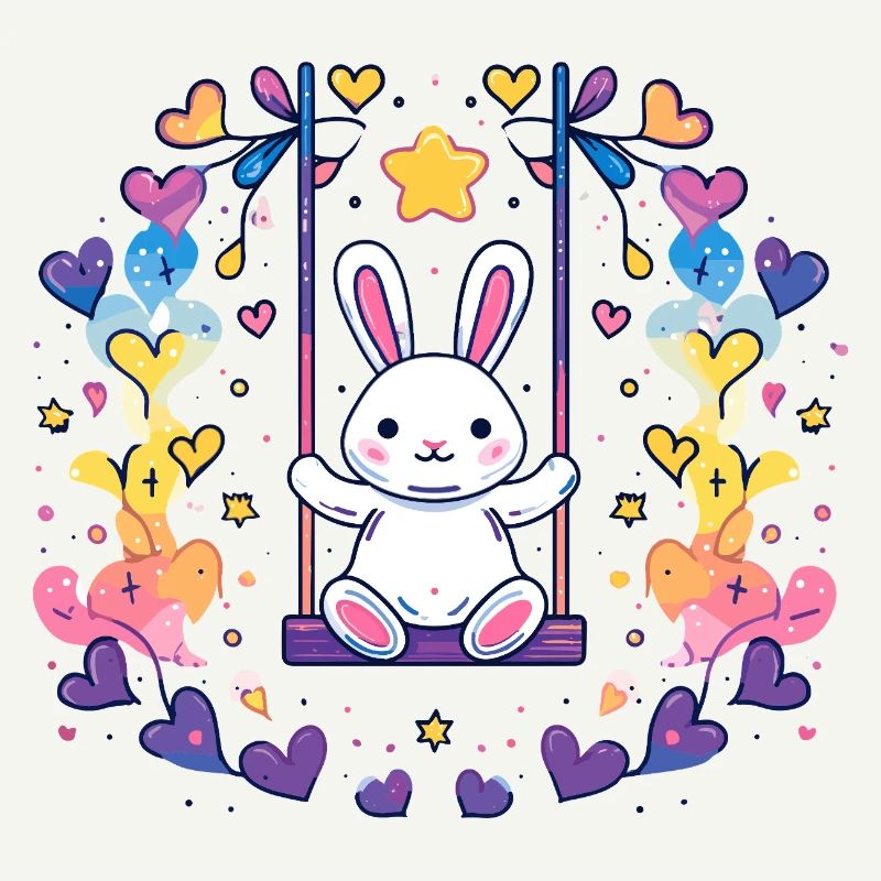 Design joyeux de balançoire de lapin