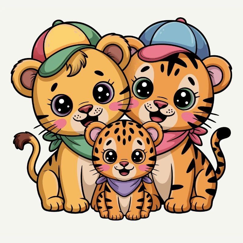 Amis Lion Tigre Léopard mignons
