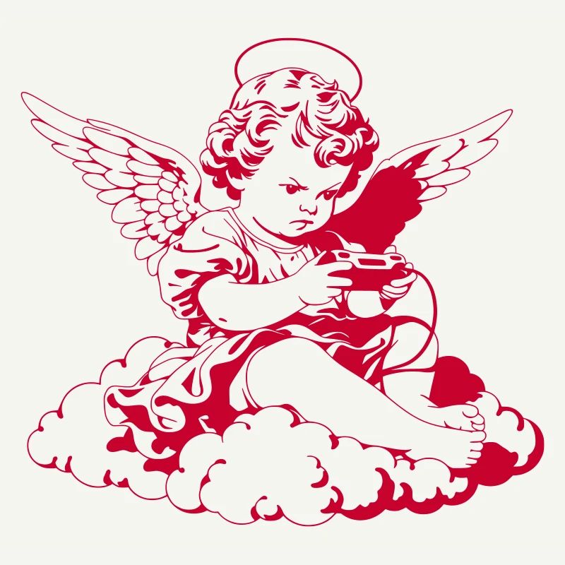Gaming Engel – Cherub mit Controller