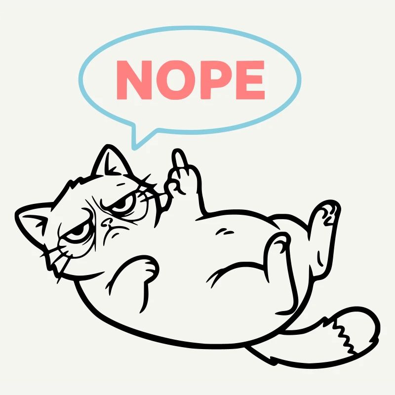 Cat Nope Speech Bubble Colored