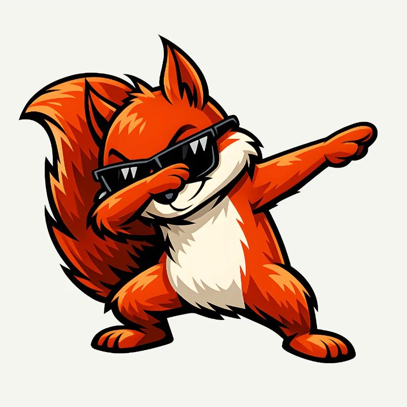Dabbing Rotes Eichhörnchen