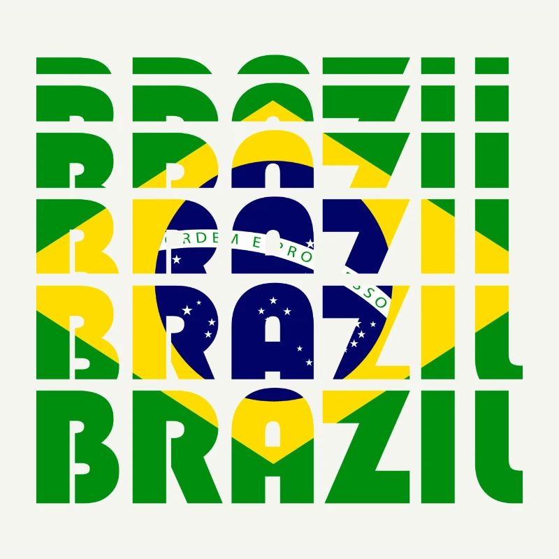 Brazil Flags Grid Pattern
