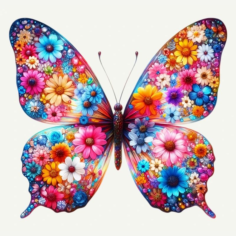 Papillon décoré de fleurs