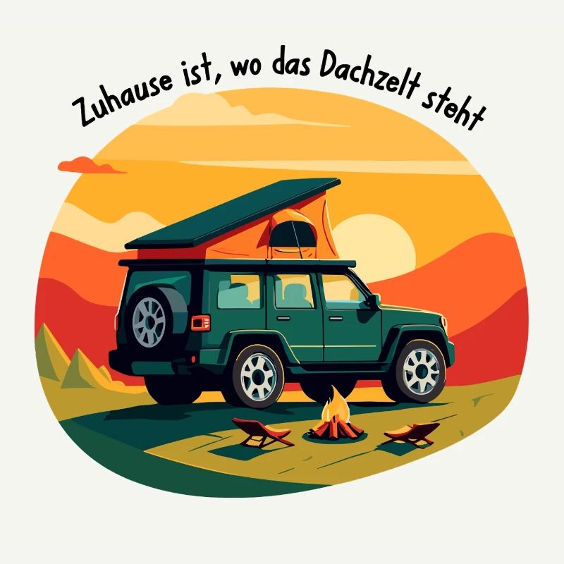 Adventurous camping car at sunset