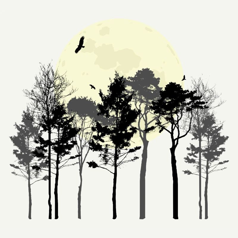 Celestial Forest Silhouette Design