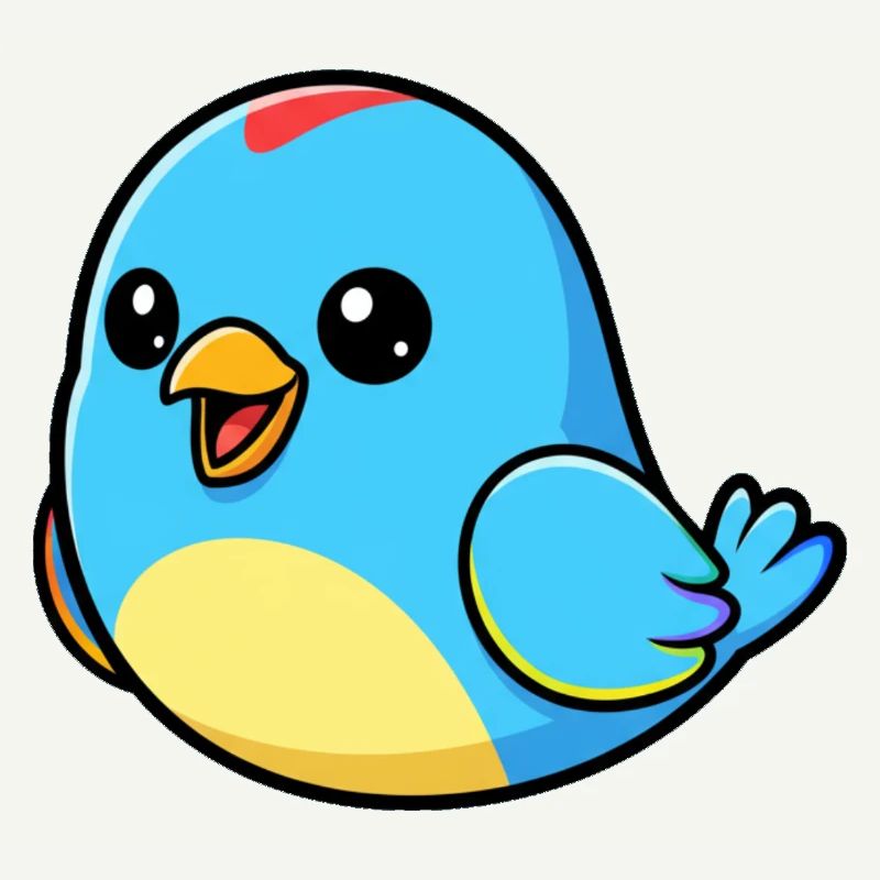 Joyeux oiseau bleu dessin animé