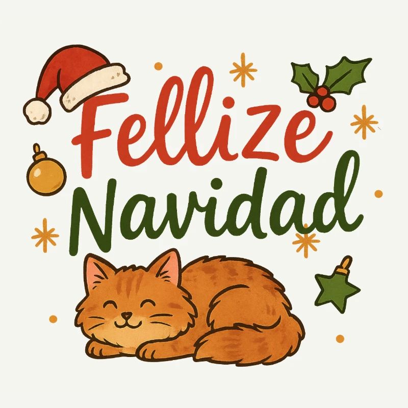 Fellize Navidad - Conception de Noël de chat drôle