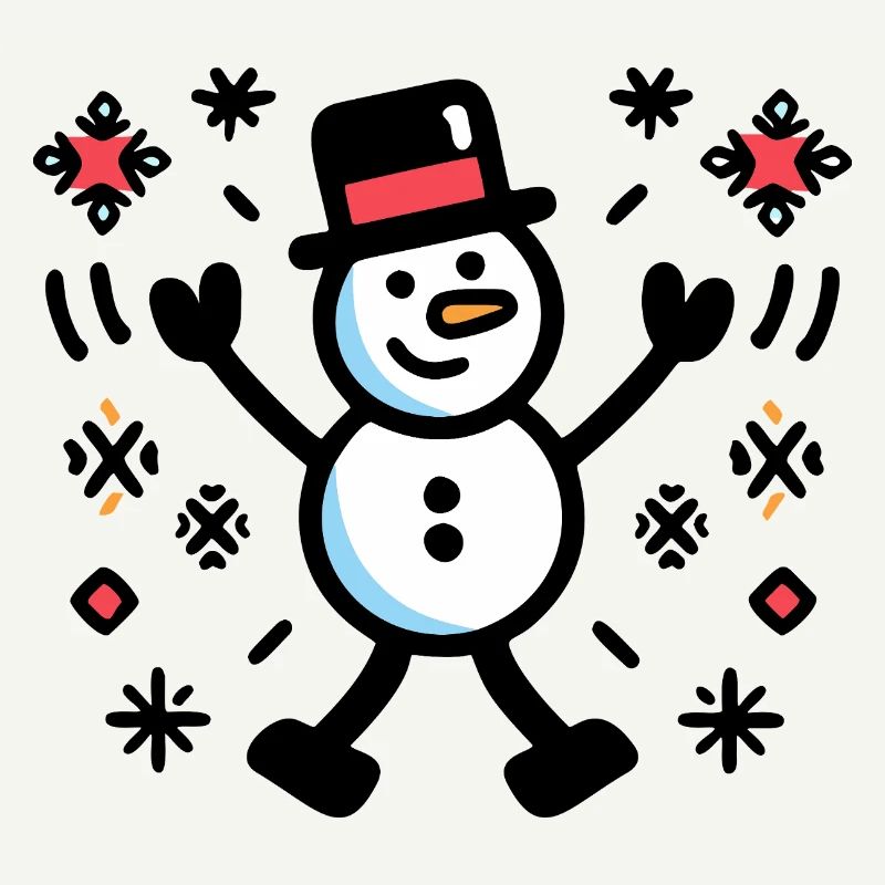 Cheerful Snowman Comic Winter