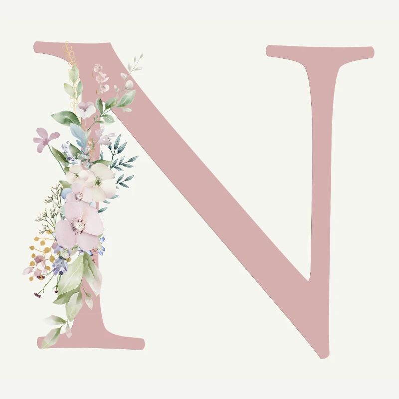 N Monogramme, Floral, Personnalisable