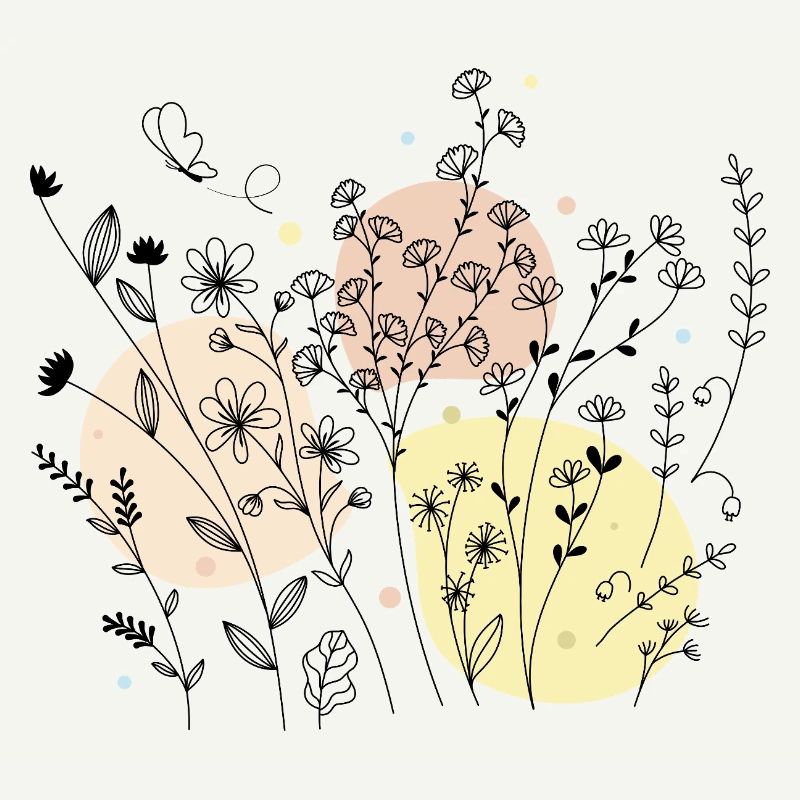 Conception délicate de l’art au trait botanique