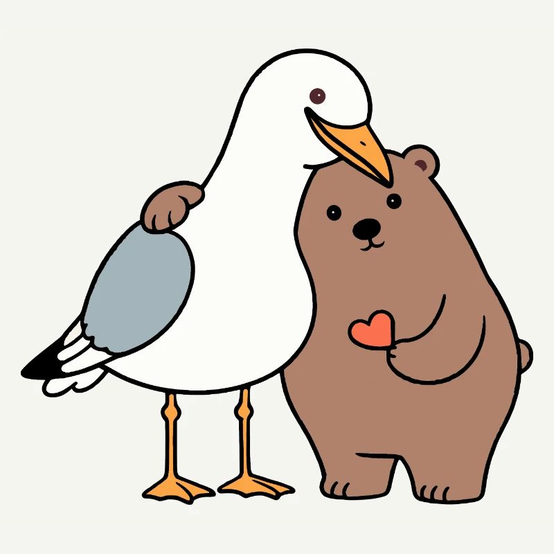 Mer du Nord Mouette Ours Brun Amitié Amour Maigre