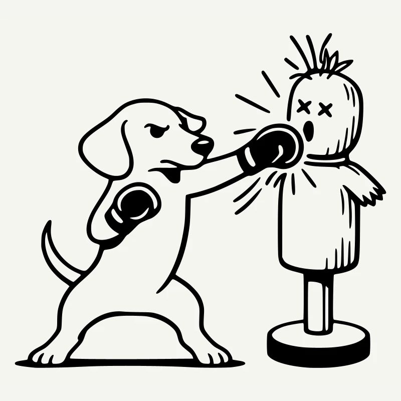 sparring dackel boxen line art 