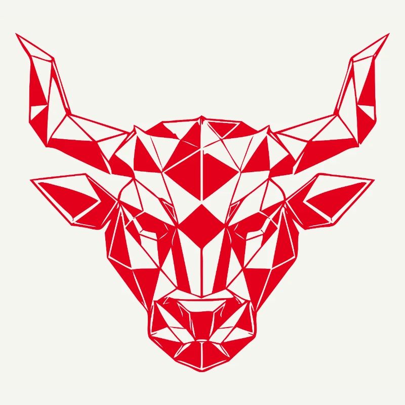 Roter Low-Poly Stierkopf