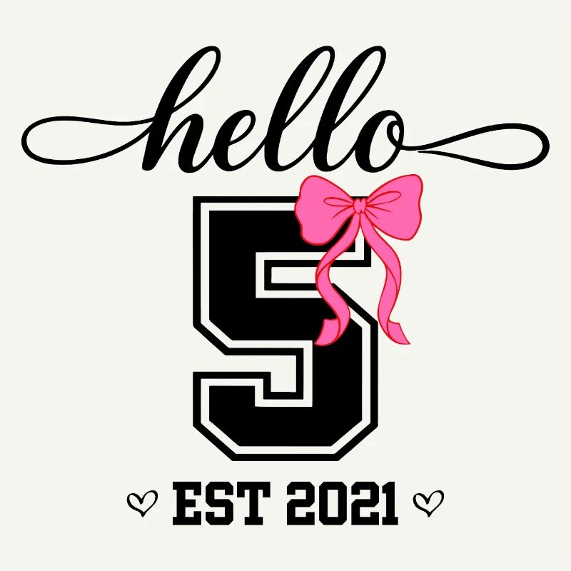 Hello 5 Est 2021 Mädchen Geburtstag Design