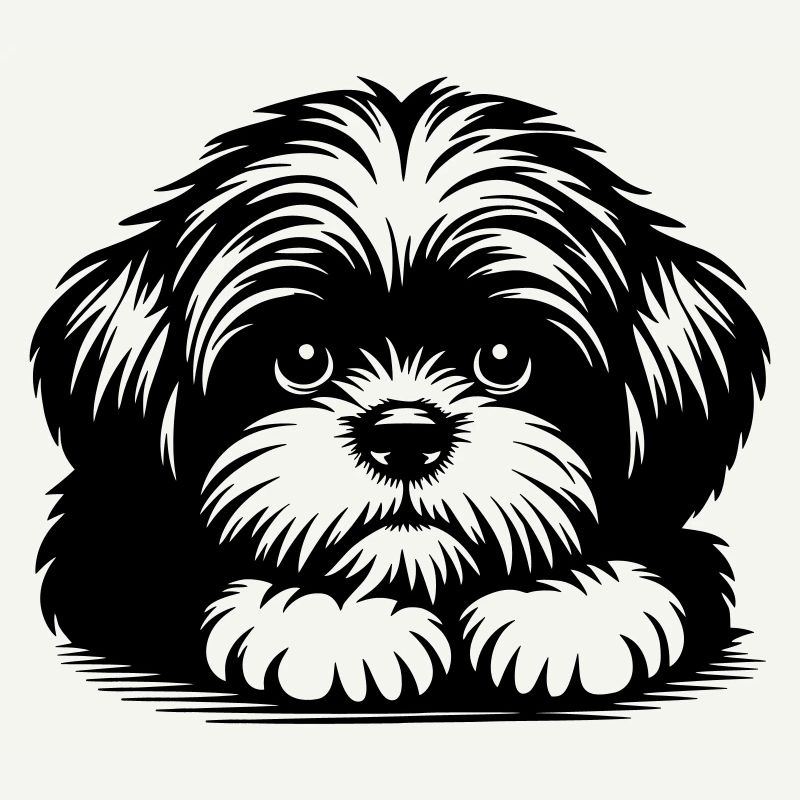 Shih Tzu Head with Paws