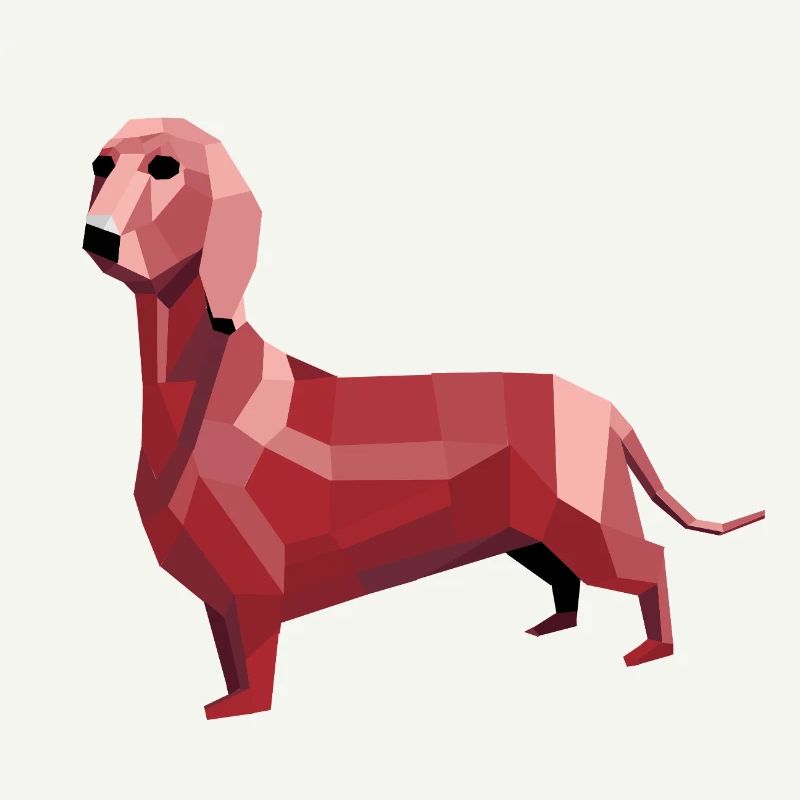 Teckel low poly rouge