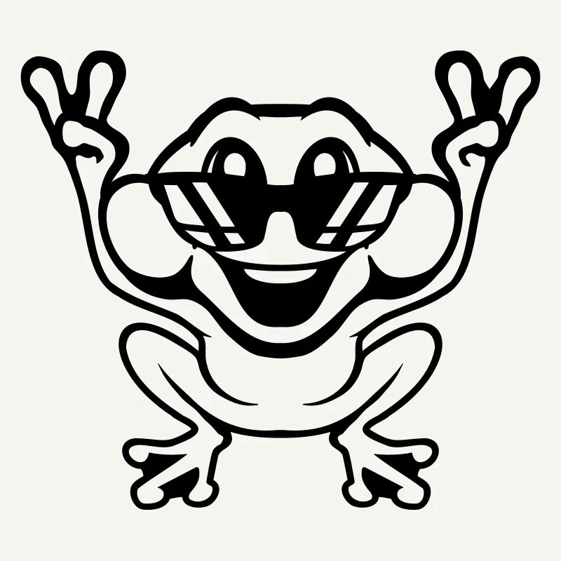 Frog Toad Cool Sunglasses Victory Peace Hands