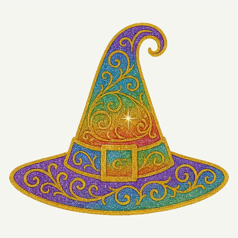 Rainbow Glitter Witch Hat
