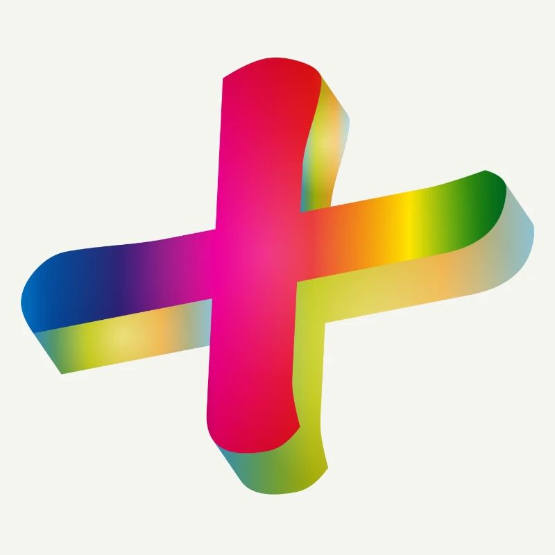 buntes Plus Zeichen in Regenbogenfarben
