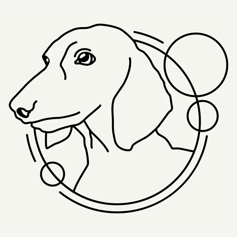 Dachshund in Geometric Shape - Line Art Design
