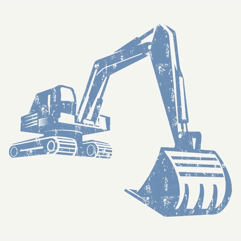 Excavator Silhouette Construction Worker Grunge Design