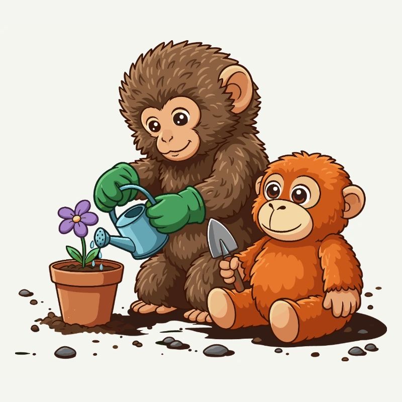 the monkey punch - Affe Gartenarbeit