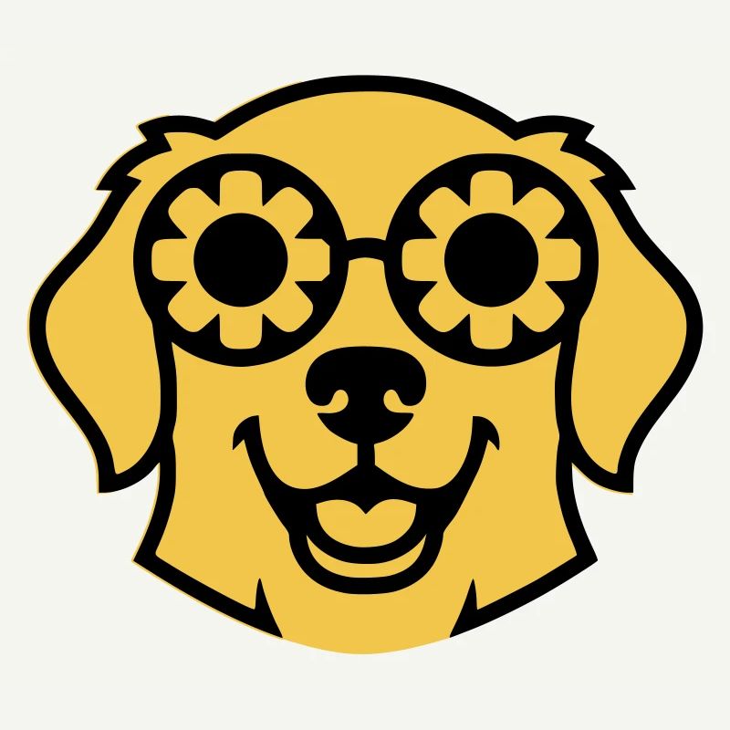 Labrador Blume Brille Peace Comic