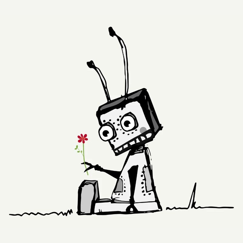 Roboter mit einer Blume