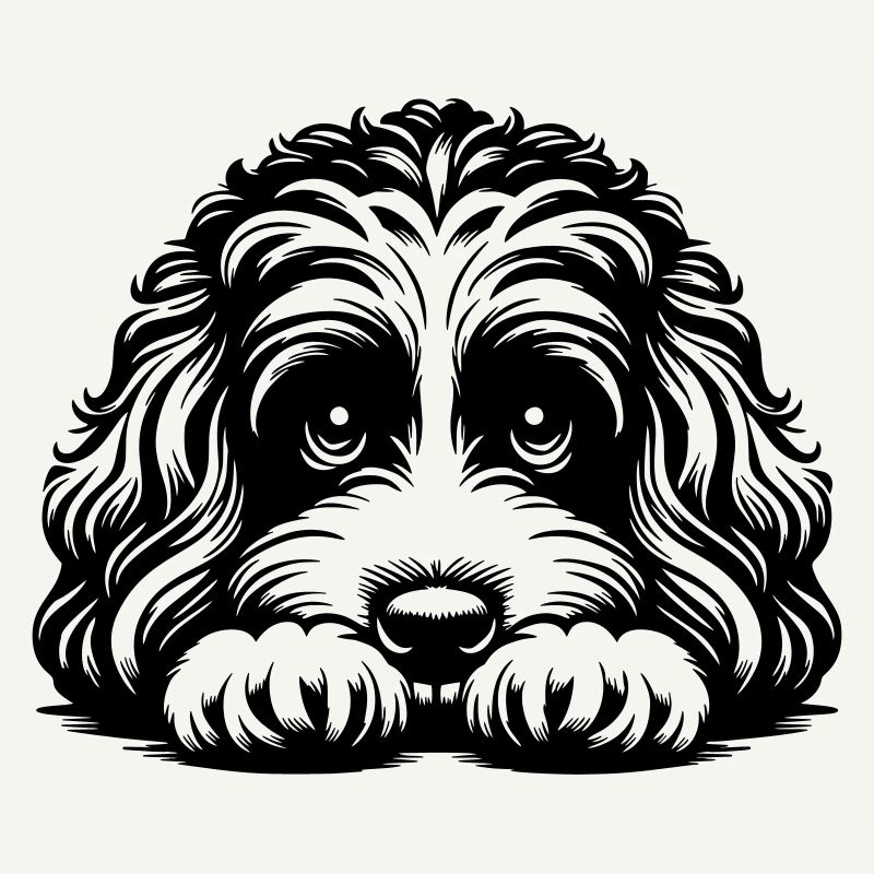 Tête de Cavapoo avec pattes