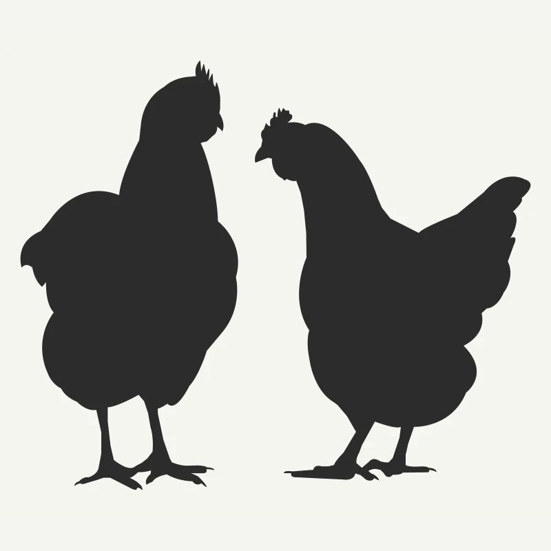 Two Chickens Silhouette