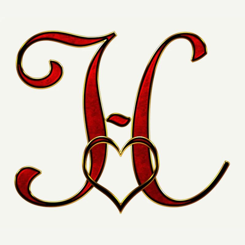 Monogram H with heart frame