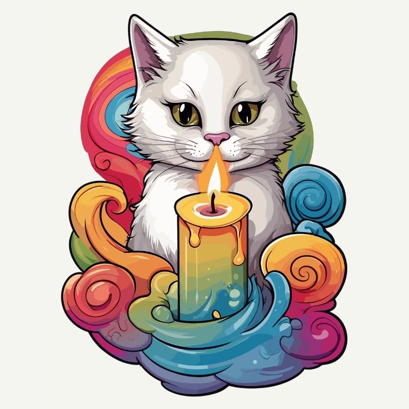 Chat avec bougie