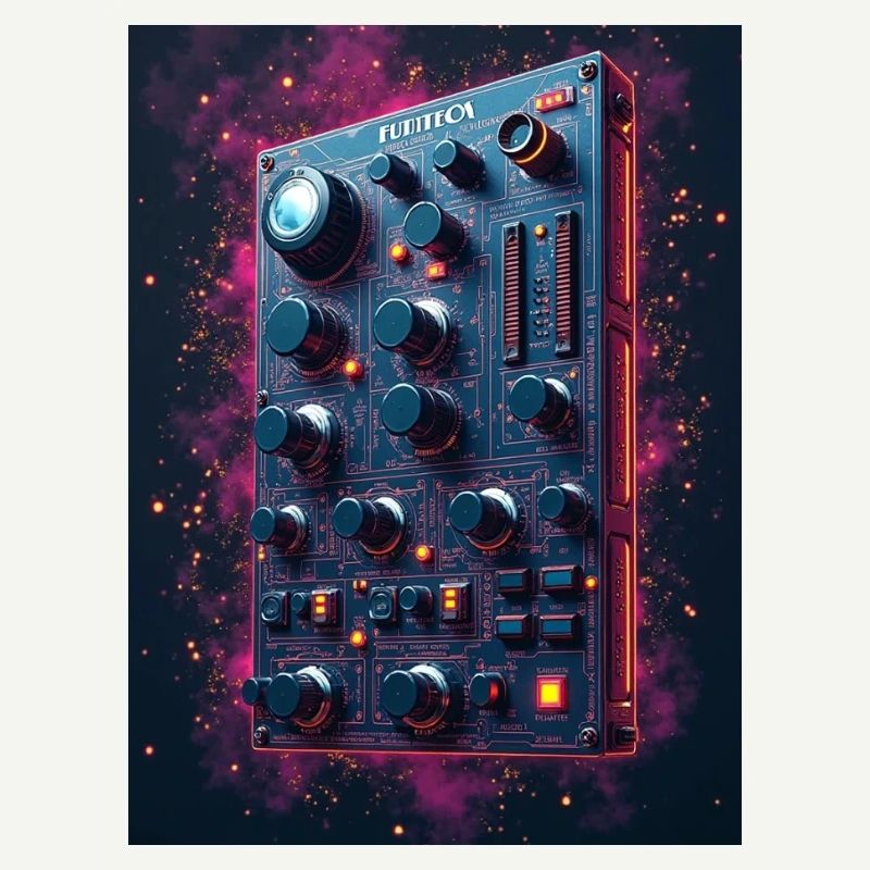 Futuristic synthesizer in space design