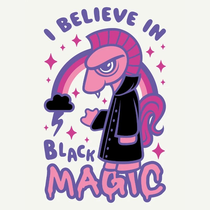 Grumpy Pink Pony Believes in Black Magic
