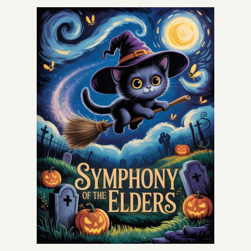 Balai de sorcière avec chat comme sorcière