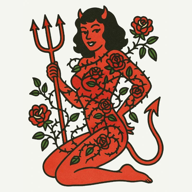 Rosebound Devil Maiden Tattoo