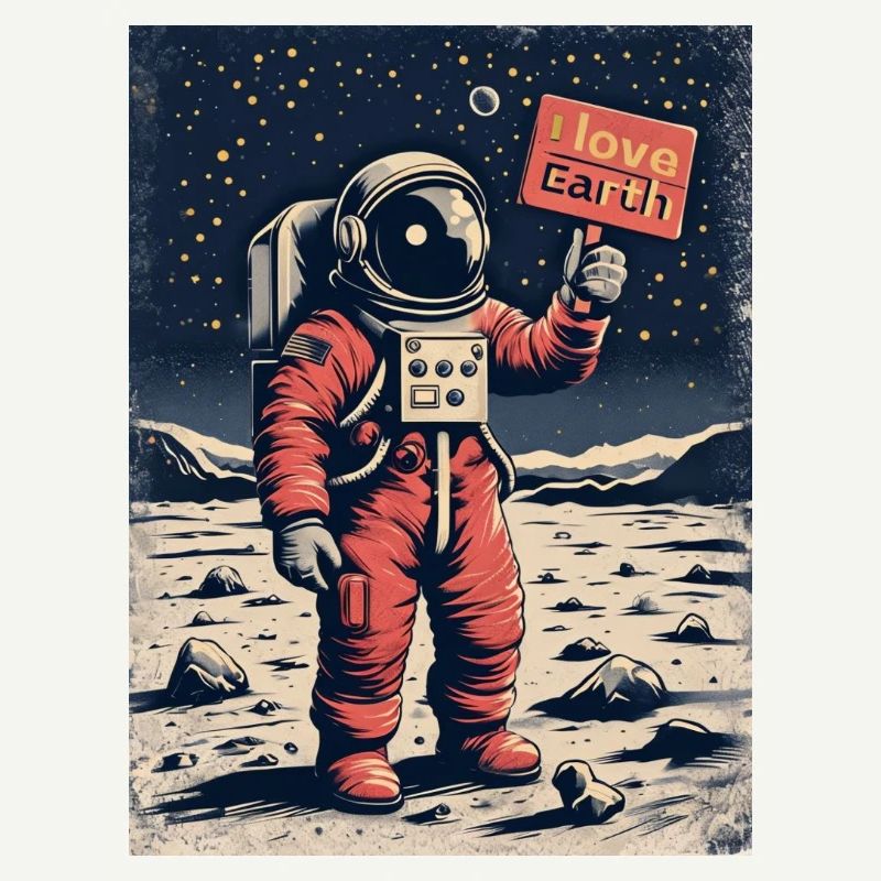 Astronaut with message