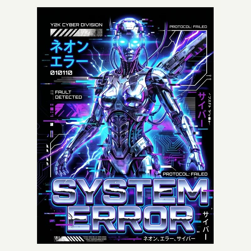 System Error Neon Cyborg