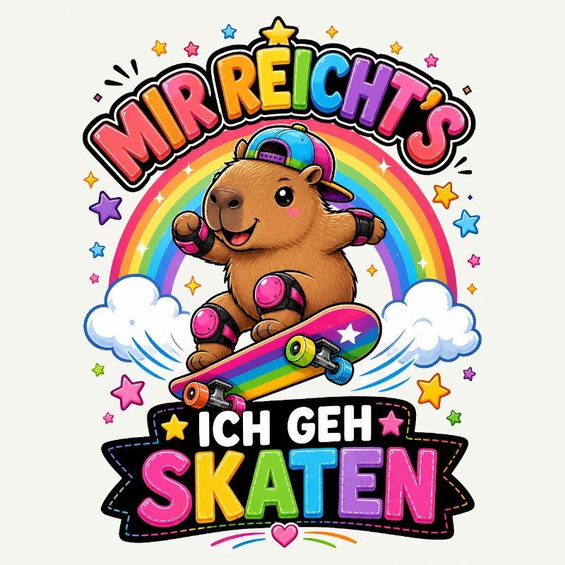 Skate Capybara Regenbogen
