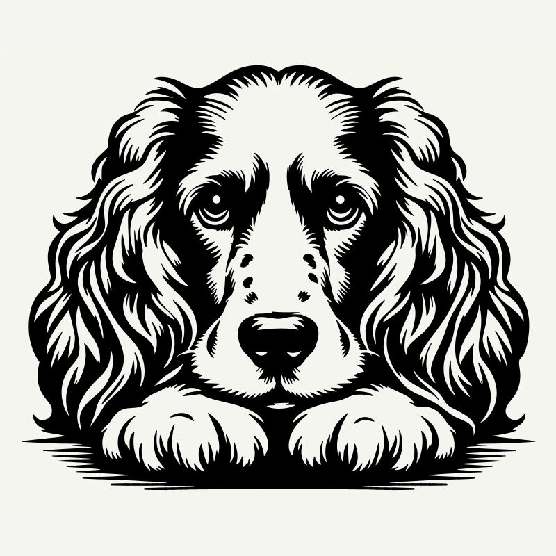Tête de cocker avec pattes