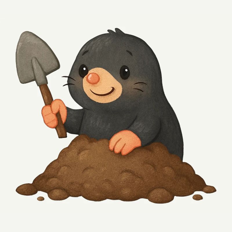 Cute mole with shovel
