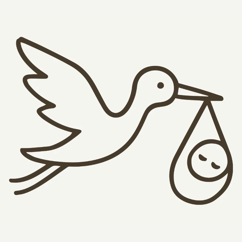 Cigogne avec bébé enfant - Arrivée minimale de bébé