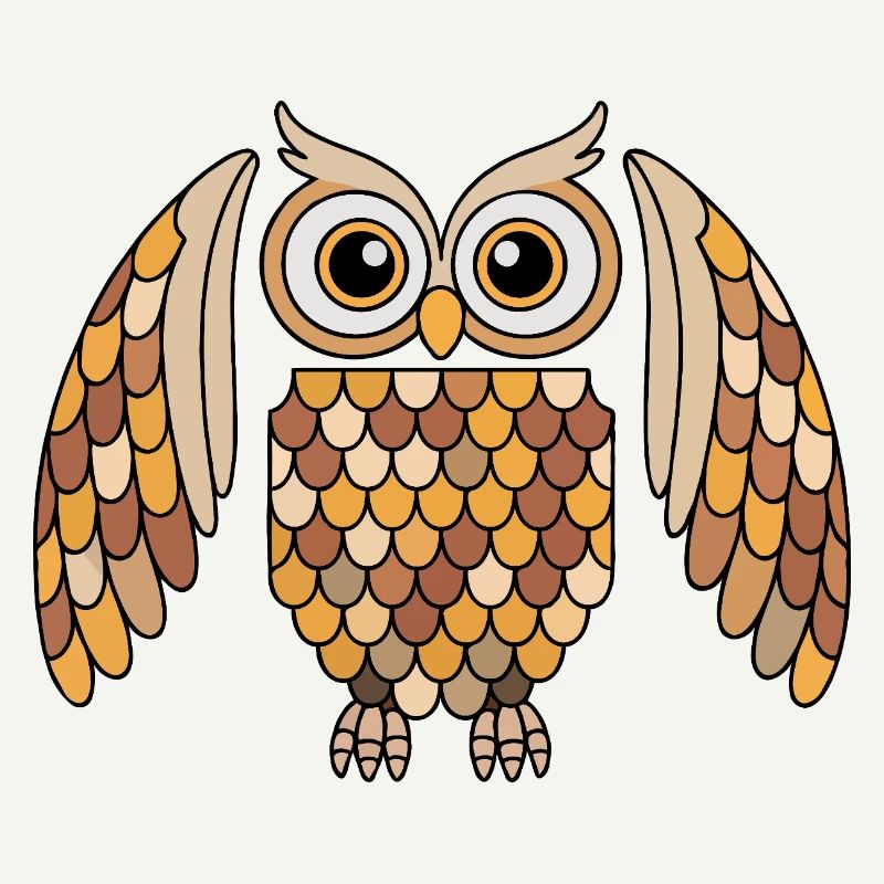 Whimsical Owl with Detailed Feather Pattern