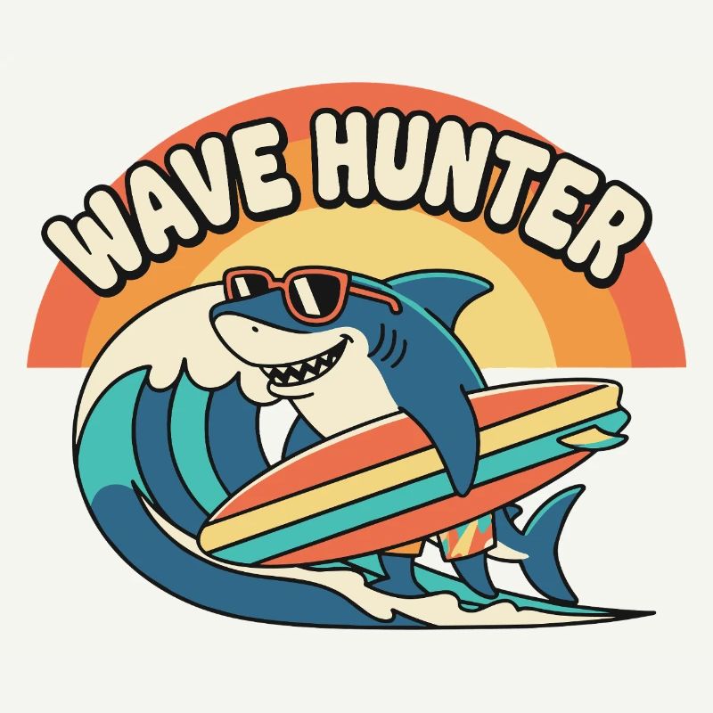 Wave Hunter Shark Surf Sunset