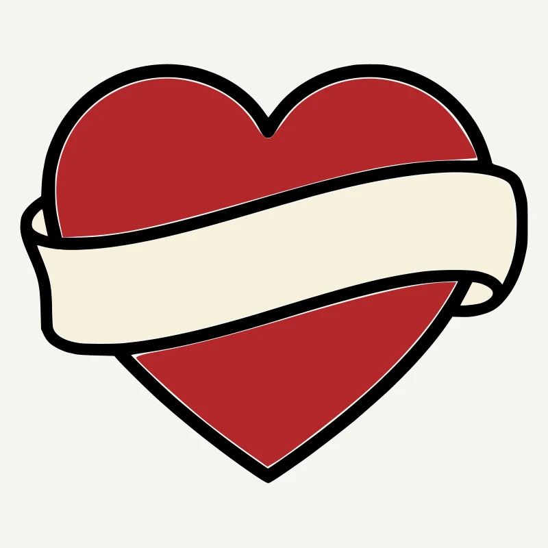 Tattoo Heart Banner Scroll Vector